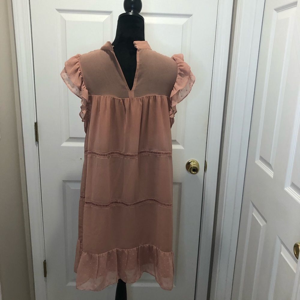 Who What Wear pink ruffle cap sleeve midi dress size large - Picture 10 of 10